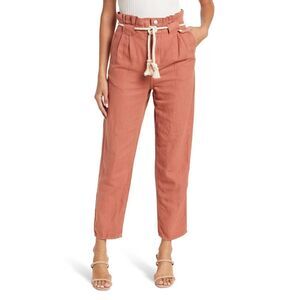 NEW! Veronica Beard Karter Paperbag Linen Blend Casual Crop Pants US 4
